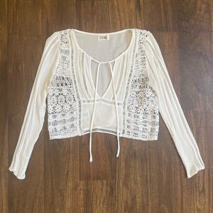 White Lace Cropped Top